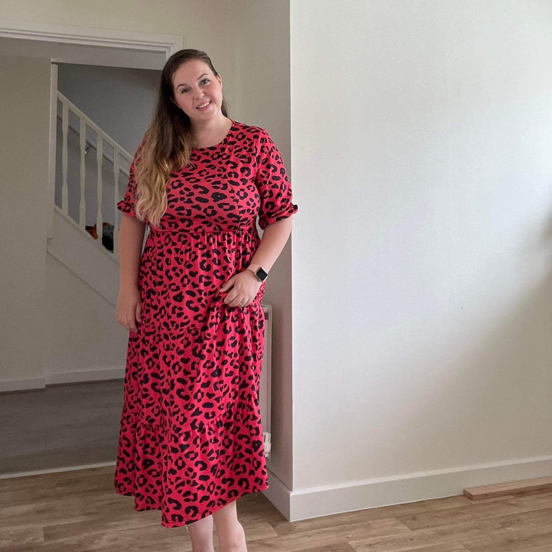 Evelyn Leopard Midi Breastfeeding Dress - Stylish Mum plus size breastfeeding dresses