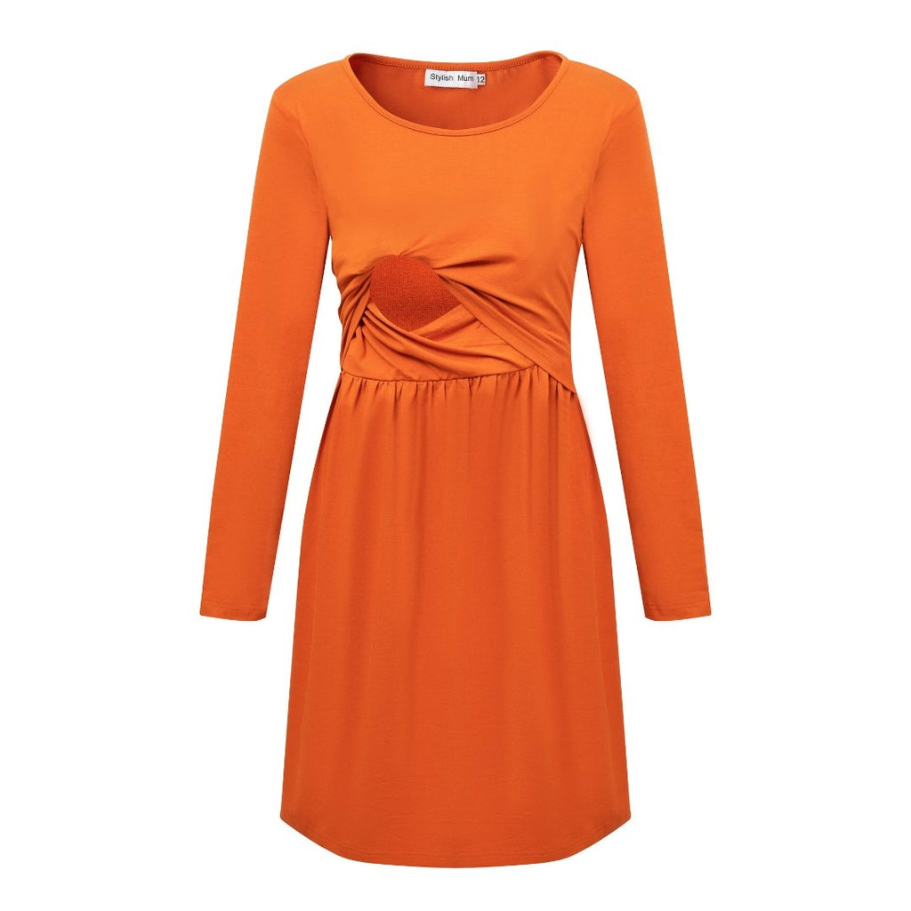 Orla Orange Breastfeeding Skater Dress - Stylish Mum for nursing dresses UK