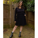 Bella Black Breastfeeding Skater Dress - Stylish Mum breastfeeding dresses UK
