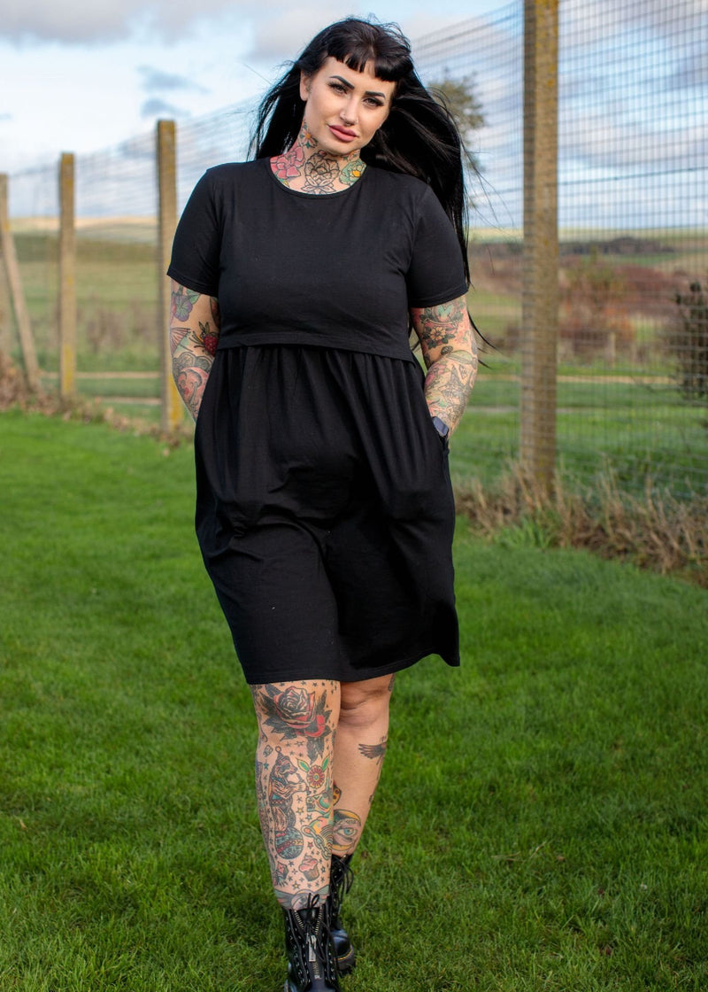 Casey Black Breastfeeding Skater Dress - Stylish Mum for breastfeeding dresses in the UK