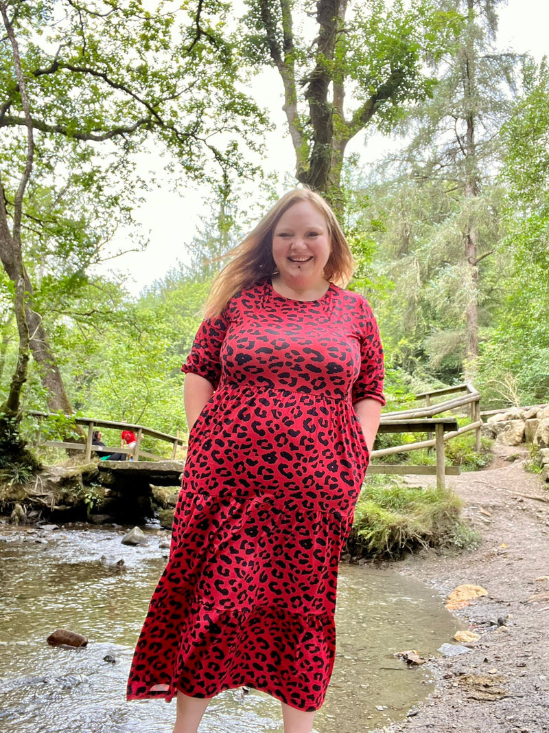 Evelyn Leopard Midi Breastfeeding Dress - Stylish Mum