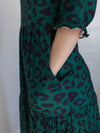 Grace Green Leopard Midi Breastfeeding Dress - Stylish Mum nursing dresses UK