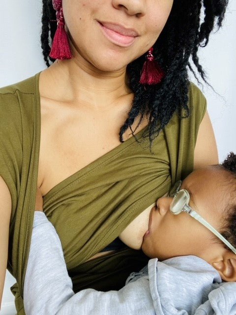 Kerry Khaki Breastfeeding Jumpsuit - Stylish Mum nursing jumpsuit UK