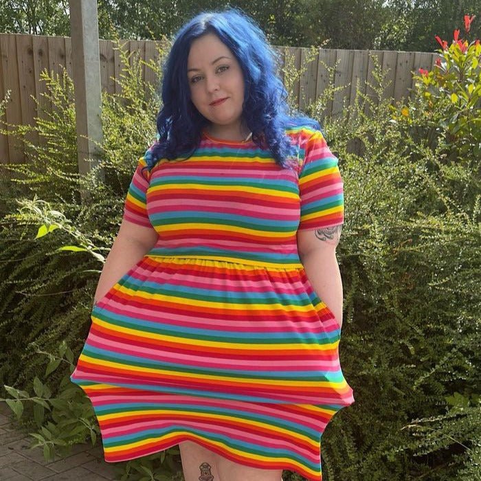 Rainbow Breastfeeding Skater Dress - Stylish Mum