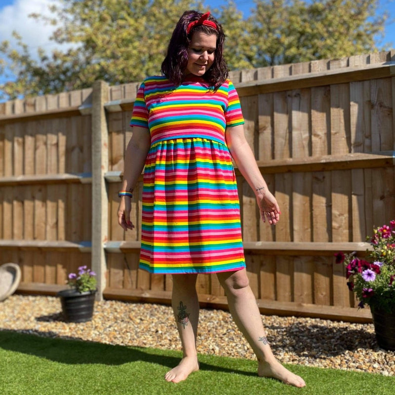 Rainbow Breastfeeding Skater Dress - Stylish Mum for nursing dresses UK