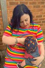Rainbow Breastfeeding Skater Dress - Stylish Mum