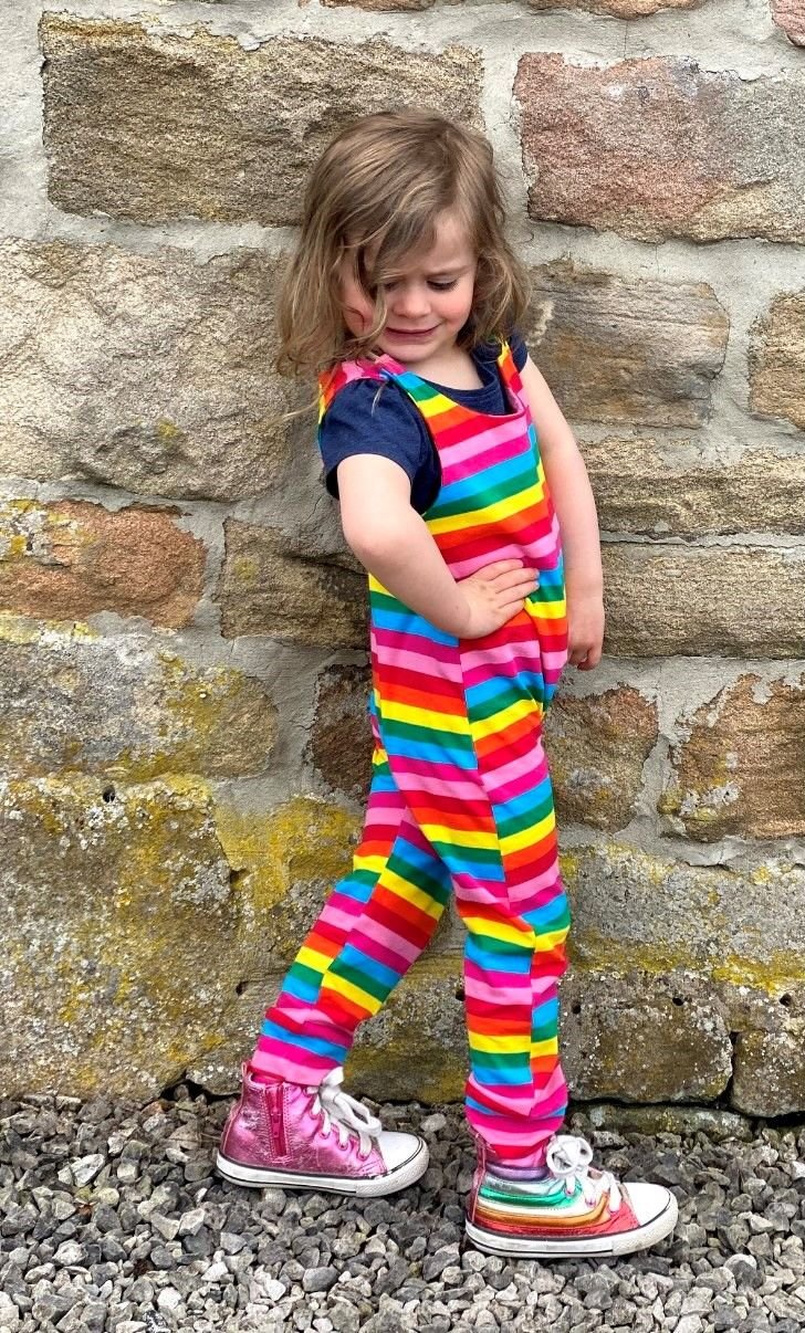 Rainbow Kid Dungarees - Stylish Mum