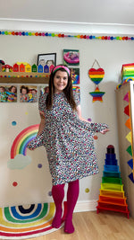 Ruby Rainbow Leopard Breastfeeding Dress - Stylish Mum