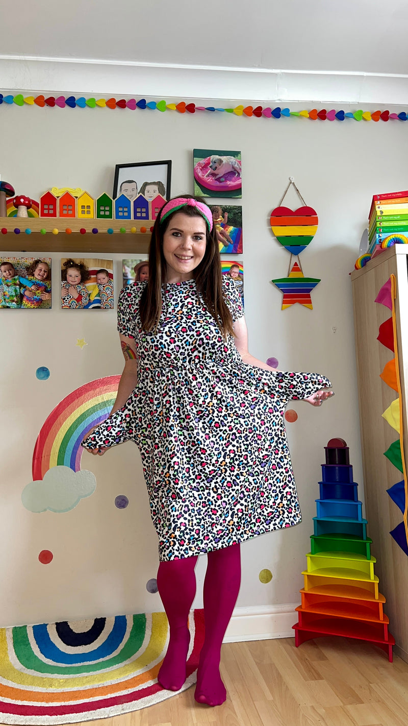 Ruby Rainbow Leopard Breastfeeding Dress - Stylish Mum
